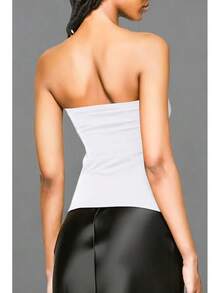 Cotton Tube Tops Women Summer Cute Strapless Shirts Stretchy Basic Bandeau 3 Pack - Black and White - View 6