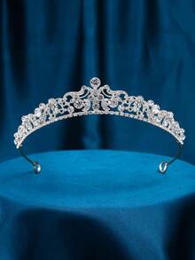 水钻皇冠水晶新娘头饰公主皇冠生日皇冠头饰和皇冠适合女士和女孩皇家 - 銀色 - 查看 1