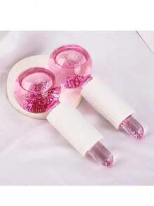 2 pièces Boule de massage en cristal transparent avec design de fleur de baguette magique pour compression chaude/froide, boule de massage énergétique, masseur facial avec paillettes, soulage l'inconfort, beauté, soins de la peau, spa, soins personnels, outils de soins de la peau, soins du visage, fournitures d'esthéticienne, massage, outil de massage du visage, rouleau de glace, rouleau de glace pour le visage