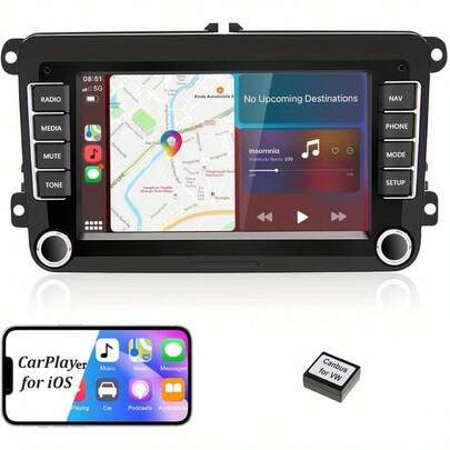 2+64 GB Android 15 Autoradio für VW, Caddy, Golf MK5, Golf 6, Polo, Passat, Seat, RCD330 mit CarPlay und Android Auto, 7 Zoll (17,78 cm) HD-IPS-Touchscreen, WLAN, GPS, Navi, -Radio, Mirror Link, ohne Akku