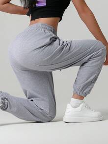 女士慢跑裤口袋抽绳跑步运动裤女士休闲运动慢跑裤