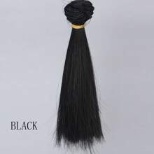1pc Solid Color Straight Doll Wig, High Temperature Fiber DIY BJD Style Wig, Short Hair Wig, Black/Multiple Colors, Horizontal Length 1m, Vertical Length 15cm