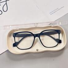Étui à lunettes blanc à fleurs large, design transparent et résistant à la pression avec boîte à aspiration magnétique portable. Étui à lunettes de myopie rétro à la mode pour hommes et femmes - Cadeau de vacances mignon