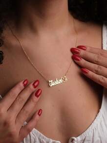 1Pc Customized Heart Dog Paw Name Necklace For Women Gold Color Stainless Steel Geometric Necklace Pet Party Jewelry Gift