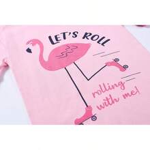 Girls Pure Cotton Summer Pjs Size 2T-14Years, Little Girls Short Sleeve 4-Piece Sleepwear Kids Toddler Pajamas Set - 粉紅色和白色的火烈鳥 - 查看 6