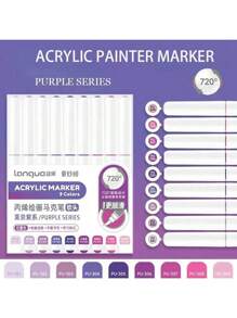 Languo 9 Colors Set Acrylic Marker Pens, Soft Tip Large Capacity Ink, Evenly Colored, Odorless, Opaque, Suitable For Stone, Glass, Ceramic, Easter Eggs, Metal, Wood And More - Perfect For Art, Craft And DIY Projects Back To School