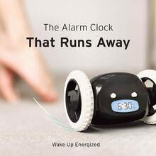 Extra Loud Alarm Clock For Heavy Sleepers On Wheels Rolls Runs Away Vibrating, Easy To Set Super Smart Snooze Digital Bed Shaker Alarm Clock Funny Gift For Adults Kids Teens Bedrooms (Black) - 黑色 - 查看 9