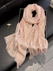 1 pieza Bufanda de mujer minimalista con estampado geométrico brillante, chal suave elegante, hijab, chal, pañuelo de cabeza perfecto para todas las estaciones, protección UV ligera
