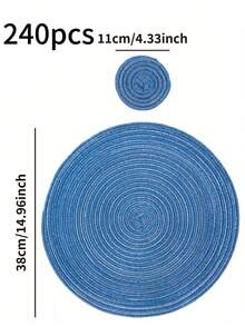 1/4/6/12 件纯色编织圆形餐垫，北欧现代风格，家居厨房桌面装饰碗盘锅杯防滑垫，适用于节日派对生日婚礼晚宴（多种尺寸选择） - 藍色 - 查看 27