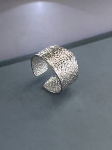 1 pieza Anillo ajustable con diseño asimétrico de textura arrugada, accesorios de moda vintage y casuales unisex adecuados para uso diario