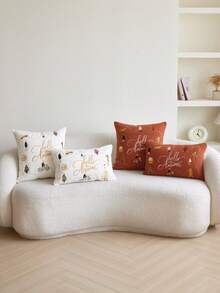 1 Copricuscino in tessuto pile di orso polare con ricamo di bicicletta, pedone e albero, adatto per soggiorno, camera da letto, festa, divano, auto e altri ambienti, per tutte le stagioni - Multicolore - Visualizzare 2