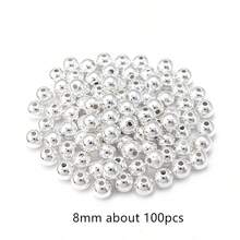 3-14mm Gold Metal Plated CCB Round Seed Spacer Beads Fit Women Jewelry Making Diy Handmade Accessories - Silver - View 18