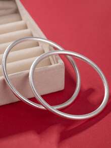 1 chiếc vòng tay nữ 4mm, chất liệu mờ, họa tiết hình học, kiểu dáng cổ điển, thích hợp để đeo cùng nhiều vòng khác. - Bạc - Xem 5