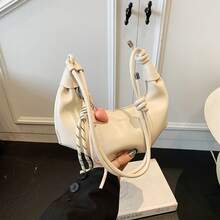 フレンチニッチライトラグジュアリークロスボディバッグ女性用2025夏スタイル餃子バッグシンプルでハイエンドなショルダーバッグ - ブルー - チェックする 1