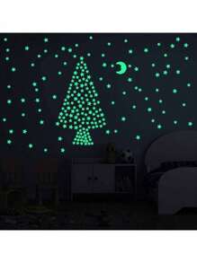 100pcs 3cm Luminous Glow-In-The-Dark Stars Wall Stickers, 3D Realistic Shine, Solid Color And Mixed Colors Home Decor Room Decor