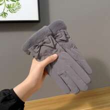1 Paar Damen Herbst/Winter gefütterte & verstärkte warme Handschuhe, touchscreen-fähig, wasserfest, windundurchlässig, geeignet für Radfahren und Outdoor-Nutzung