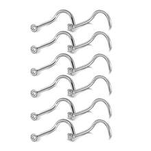 12pcs Stainless Steel Stud Nose Studs Set Shiny Round CZ  Nose Piercing Jewelry Set Party Gift