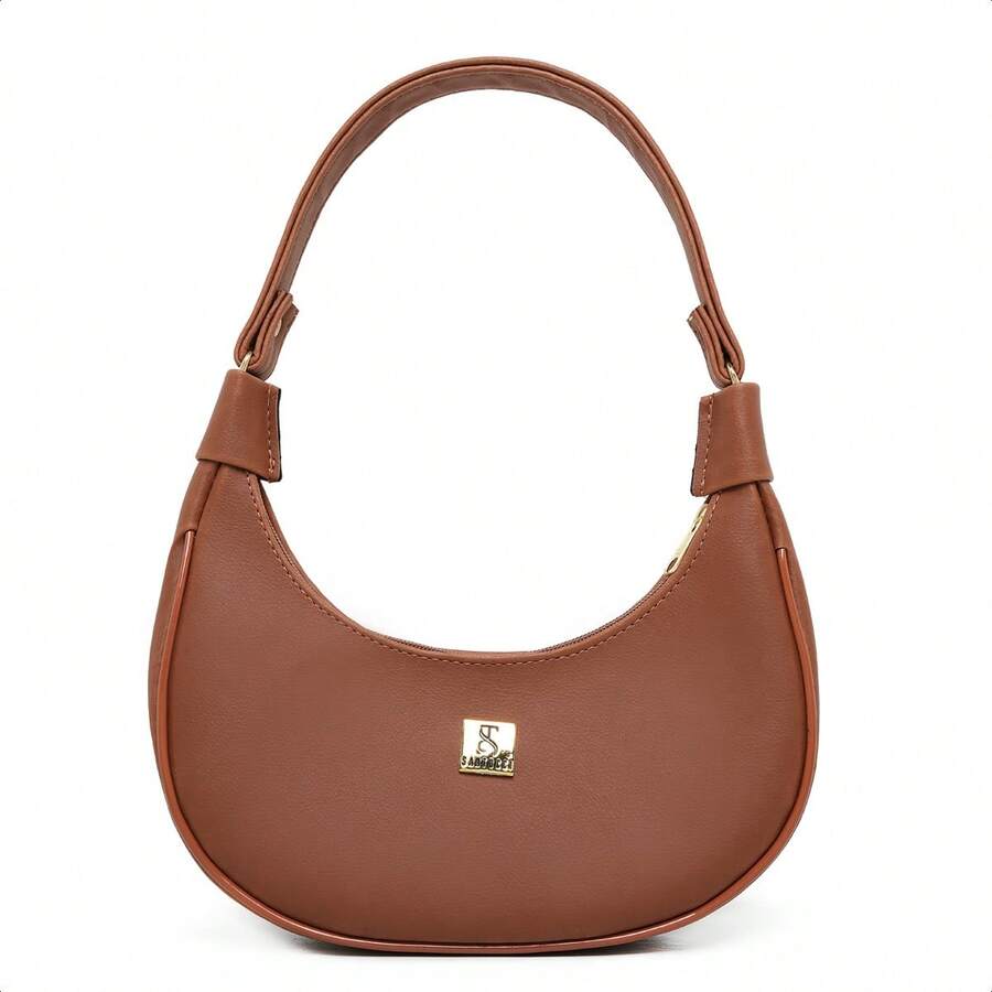 Women's Half Moon Tote Shoulder Bag Small Sophisticated - 鏽棕色 - 查看 1