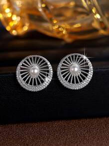 2pcs/Set Elegant Faux Pearl Necklace And Earrings Jewelry Set, Luxury Daily Commute Versatile Accessories