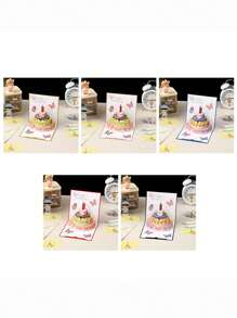 1pc Premium 3D Pop-Up Birthday Greeting Card With Envelope, Made Of Specialty Glitter Paper, Elegant Design, Professional Grade, Customizable, Offers English, German, French, Japanese, And Korean Writing Options, Suitable For Valentine's Day And Birthday, School Supplies,Back To School