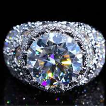 1pc Men's Luxury White Gold Plated Elegant Crown Zirconia Stone Wedding Engagement Hip-Hop Ring