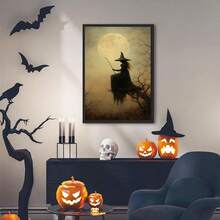 1pc, Canvas Wall Art, Hangable, Wall Art, Poster, Framed Wall Art, Waterproof, Autumn Decor, Halloween Decor, Halloween Witch Art Prints, Dark Academy Wall Decor, Vintage Scary Witch, Halloween Ambiance Decor Mural, Vintage Witch Wall Art, Halloween Decorative Art, Halloween Room Decor, Bathroom Decor, Living Room Decor, Bedroom Decor, Dining Room Wall Decor, Halloween Home Decor Aesthetics - Multicolor - View 9