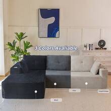 MAXYOYO 111 Inch Cloud Sectional Sofa With L-Shaped Lounge Chair,Modern Comfort Sectional Plush Corduroy Sofa For Living Room,No Assembly Required - Màu Xám nhạt - Xem 11