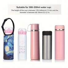 1-Set Portable Cartoon Water Bottle Carrier Bag With Strap - Colorful Patterned Insulated Cup Sleeve, Vacuum Tumbler Holder, Convenient Glass Cup Pouch For Hot & Cold Beverages, Summer & Winter Drinkware Accessories, Water Bottle Accessories - Perfect Gift For Relatives And Friends - Multicolor - View 6