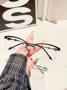 Classic Men's Metallic Plain Glass Eyeglasses