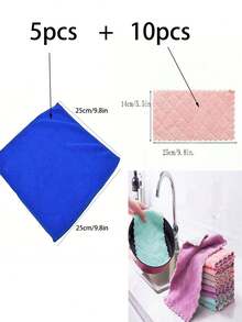 2pcs/5pcs/10pcs Super Soft Microfiber Cleaning Cloths, Multipurpose Household Cleaning Rags For Car Washing, Dish Washing, Window Cleaning, Dusting, Bathroom, Kitchen, And More - Multicolor - View 6