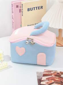 1 件 Macron 彩色化妆包带手柄时尚盥洗包独特设计方形化妆品收纳包可爱房子形状化妆包化妆刷护肤品收纳包适用于旅行必需品邮轮必需品宿舍必需品、婚礼伴娘礼物、妈妈礼物、生日礼物、送给朋友和老师的礼物、家居装饰、浴室客厅卧室装饰、浴室收纳、珠宝收纳、唇油收纳、指甲油收纳