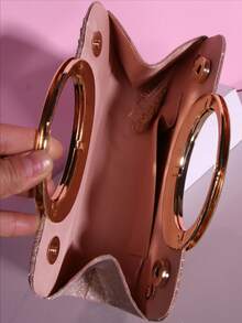 蛋形水钻褶皱金银丝磁扣时尚优雅女士晚宴包，婚礼/派对/生日礼物，婚礼手拿包 - 玫瑰金 - 查看 6