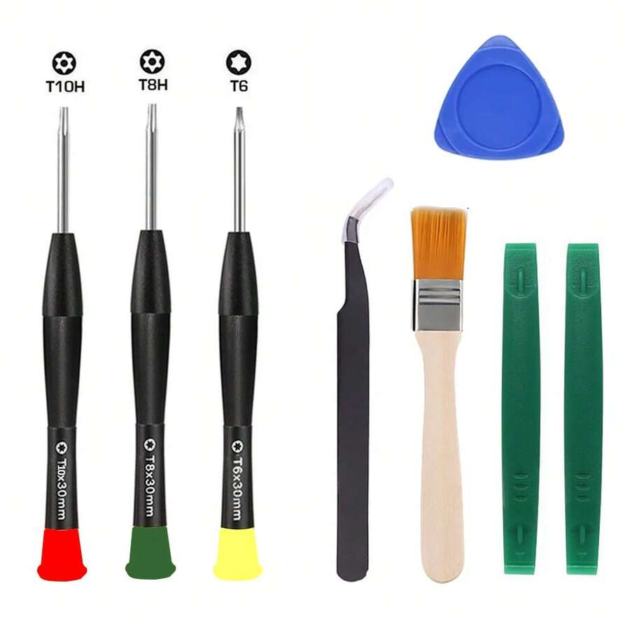 8 In 1 Repair Kit For X-Box Series X/S X-Box One Controller, NS Switch Gamepads With T6/T8H/T10H Screwdriver,Brush,Tweezer - Multicolor - View 1