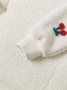 Chatreadl Kleine Mädchen 2-teiliges Set, süß mit 3D Kirschplüsch, Langarm und Hose, Lässig Rundhals Anzug, Hauskleidung geeignet für Herbst und Winter