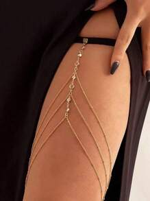 Women's Multi-Layered Sparkling Rhinestone Thigh Chain, Available In Gold And Silver, Beach And Vacation Vibe, Bridal Leg Ornaments, Cos Decorative Leg Chain