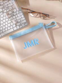 1pc Large Capacity Mesh Pencil Bag, Customizable Beach Vacation Storage Bag With Handle Back To School Season, School Supplies Frosted Document Bag Tpu Waterproof Handbag Test Paper Information Bag Pregnancy Test Storage File Ladies Large Capacity PVC Transparent Beach Bag, Handbag