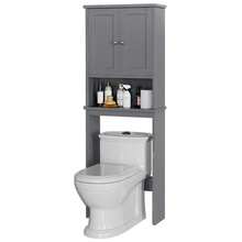 JAMFLY 66" Over The Toilet Storage Cabinet , Bathroom Cabinet With Adjustable Shelves And Open Cabinet With Anti-Tip Device,  Toilet Furniture, Freestanding Shelves For Bathroom Above Toilet, Space Saving Large Above Toilet Cabinet - 灰色 - 查看 9