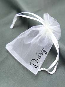 10/5pcs Custom Pearl Gauze Bag, Customized Photo Text Solid Color Candy Packaging Bag, Drawstring Gift Packaging Bag, Solid Color Mesh Bag, Suitable For Holiday Gift Packaging, Wedding Gift Packaging, Party Gift Packaging, Daily Jewelry Storage Bag, Gifts For Dad, Mom, Son, Daughter, Friends, Classmates, Neighbors, Suitable For Daily Use, Office, Kitchen, College, Birthday, Graduation Ceremony - White - View 5