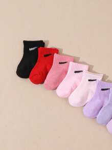 10 Pairs/Set Infants & Toddlers Random Candy Color Casual Short Elastic Mid-Calf Socks, Summer