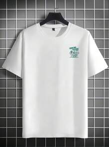 Camiseta de manga corta con estampado de corte holgado para hombre, diseño elegante, imprescindible para el verano, fácil de combinar, muestra tu estilo