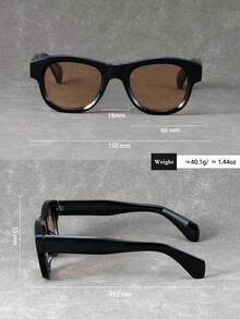 1 副男士纯色简约可爱时尚眼镜，时尚街头时尚眼镜，重返校园时尚学院风 - 黑框茶色 - 查看 3