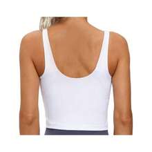 Women's Sports Vest Solid Color Wide Shoulder Strap Beauty Back No Underwire Yoga Underwear Fitness Bra - 白色 - 查看 4