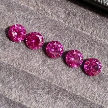 100% Purplish Red Sapphire Loose Round Cut Gemstone For Charms Advanced Jewelry Making Materials DIY - Purple - View 4