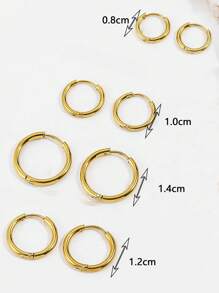 8 pièces Boucles d'oreilles rondes unicolore en acier inoxydable Huggies, anneaux d'oreille en or plaqué 18 carats pour cartilage, bijoux empilables, cadeau pour femmes, hommes et enseignants