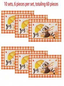 1 buc/4 buc/6 buc/60 buc covorașe izolate cu veveriță, dovleac, frunze de arțar, covorașe din in Hello Autumn, covorașe ușor de curățat, potrivite pentru casă, restaurant, decor pentru masă, rechizite pentru casă