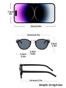 1 副女士圆形复古金属桥时尚眼镜，适合街头风格、T 台、海滩