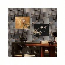 3D Cube Geometric Self-Adhesive Vinyl Wallpaper - Detachable Stripes And Shapes Pattern Wall Decor For Living Room, TV Background, And Parties - Gray Drop Match Peel & Stick Wall Mural