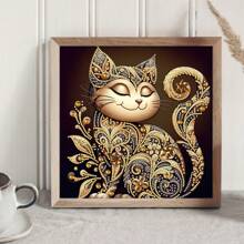 1 Set Creative Adorable Cat Diamond Painting Kit, DIY 5D Rich Color Special Shape Crystal Partial Diamond Embedded Painting Craft, Handmade To Create Stunning Artwork, Suitable For Home Wall Decor, Frameless