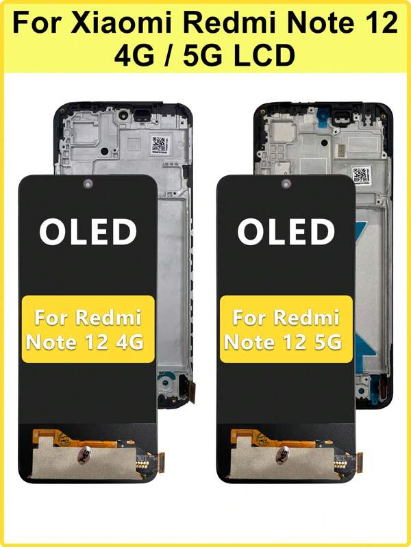 Display OLED para MI Redmi NOTE 12 4G, Tela de Exibição LCD e Digitalizador de Toque de Reposição para Mi Redmi NOTE 12 5G