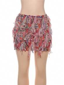 European And American Style Street Fashion Striped Fringe Bodycon Skirt For Women, Summer - Pink - View 5